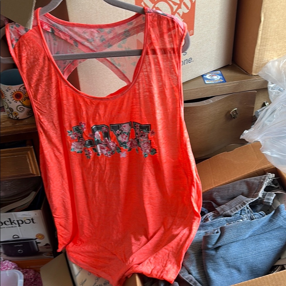 Bobbie Brooks Orange Sleeveless Cut Out Tank Top